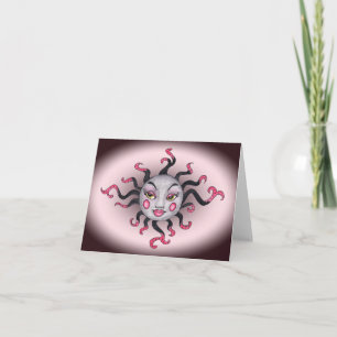 Gothic Look Fantasy Sun Grey Pretty Face Pink Card