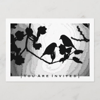 Gothic Love Birds Silhouettes Wedding Invitations