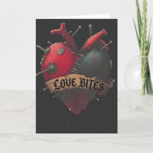 Gothic "Love Bites" Anatomical Heart Illustration Card