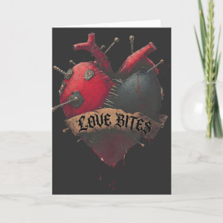 Gothic "Love Bites" Anatomical Heart Illustration Card