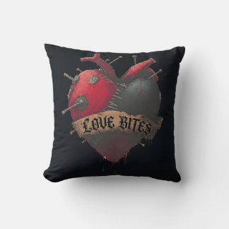 Gothic "Love Bites" Anatomical Heart Illustration Cushion