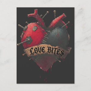 Gothic "Love Bites" Anatomical Heart Illustration Postcard