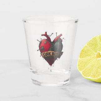 Gothic "Love Bites" Anatomical Heart Illustration Shot Glass