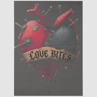 Gothic "Love Bites" Anatomical Heart Illustration Tissue Paper