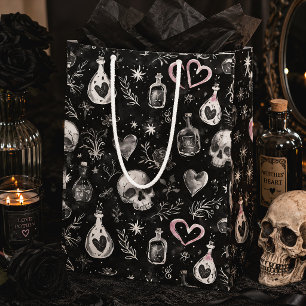 Gothic Love Potion Skulls Witchcraft Hearts Medium Gift Bag