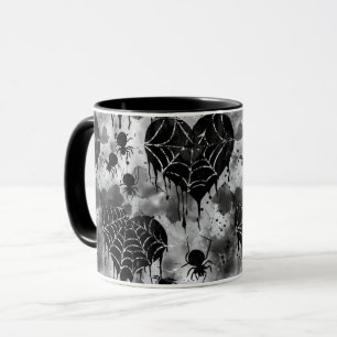 Gothic Love Spooky Spider Web with Hearts Mug