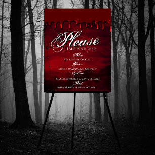 Gothic Luxe   Black and Dark Red Social Distance Poster