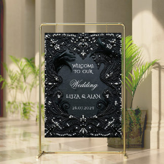 Gothic Luxury Black Lace Victorian Wedding Sign