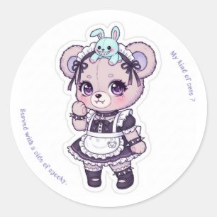 Gothic Maid Bear - Spooky Bunny Doll & Hard Classic Round Sticker
