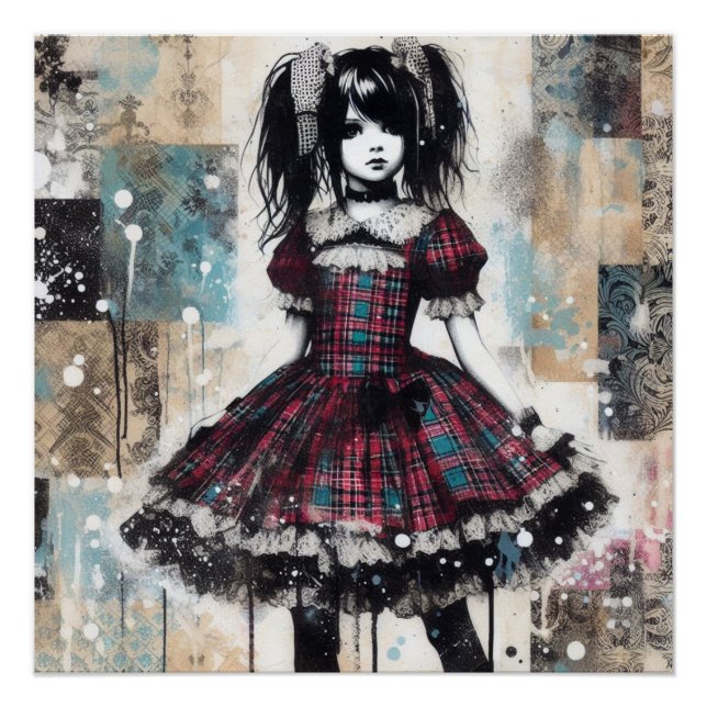 Gothic Maiden in Tartan Elegance Poster (Front)