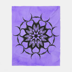 Gothic Mandala Teeth And Monsters Black Purple Fleece Blanket