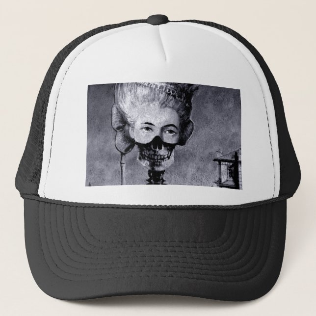 Gothic Masked Halloween Skeleton Trucker Hat (Front)
