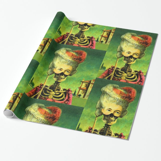 Gothic Masked Skeleton Wrapping Paper (Unrolled)