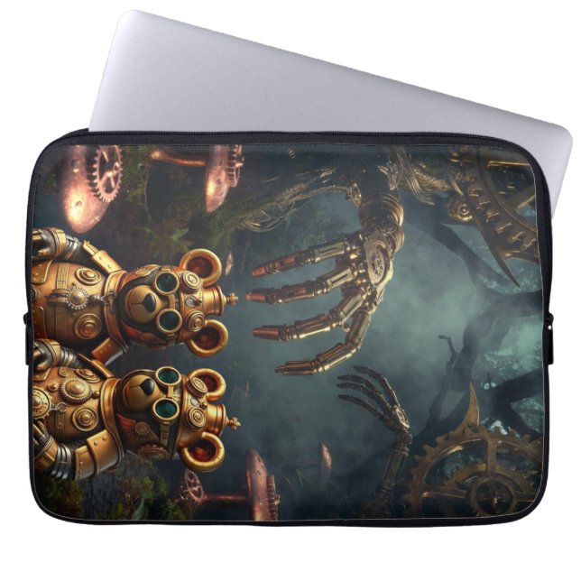 Gothic Mechanical Dark Forest Steampunk Gummy Bear Laptop Sleeve (Front)