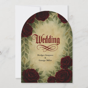 gothic mediaeval antique vintage rose wedding invitation