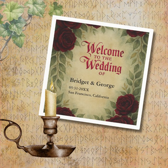 Gothic mediaeval antique vintage rose wedding  napkin (Creator Uploaded)