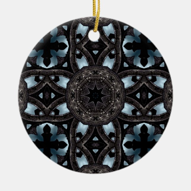 Gothic mediaeval crosses and medallions ceramic ornament (Front)