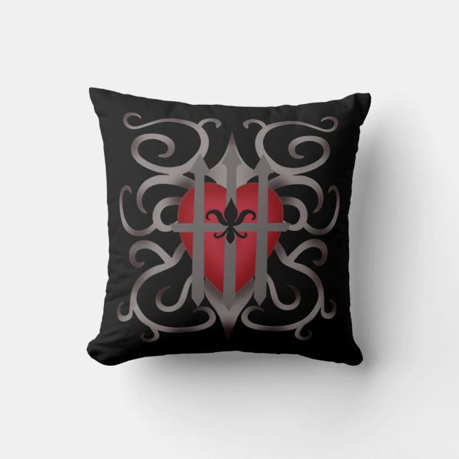 Gothic mediaeval heart romantic Valentines day Cushion (Front)