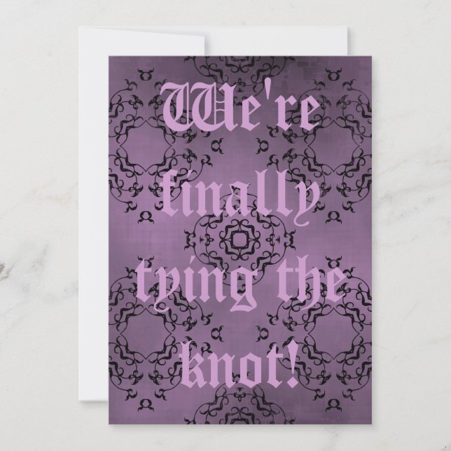 Gothic mediaeval purple wedding invitation (Front)