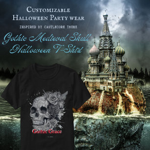 Gothic Mediaeval Skull Halloween T-Shirt