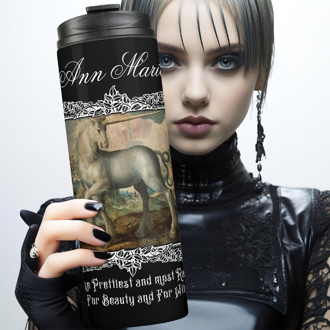 Gothic Mediaeval Unicorn Personalised Classic Art Thermal Tumbler (Creator Uploaded)