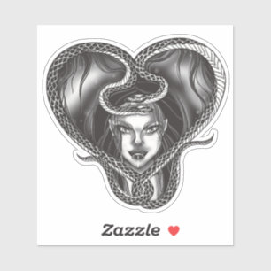 Gothic Medusa Heart Snake Sticker Sheet