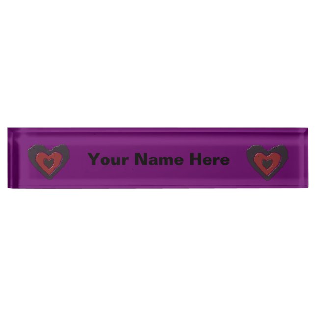 Gothic Melting Love Heart Custom Desk Nameplate (Front)
