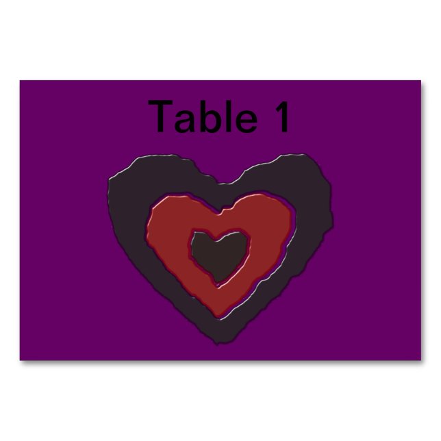 Gothic Melting Love Heart Customisable Tablecard Table Number (Front)