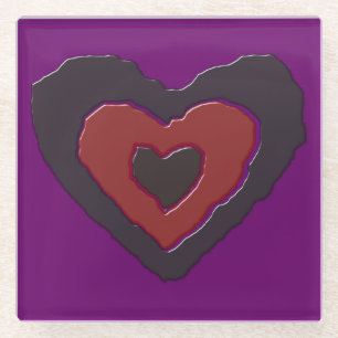 Gothic Melting Love Heart Glass Coaster