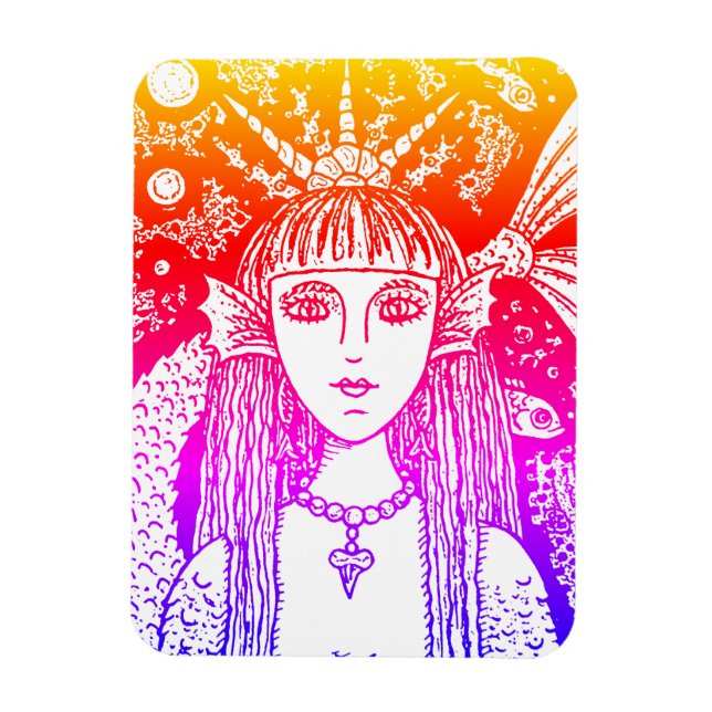 GOTHIC MERMAID, BLACK SEA SIREN FANTASY WHIMSY MAG MAGNET (Vertical)