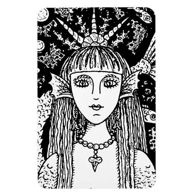 GOTHIC MERMAID, BLACK SEA SIREN FANTASY WHIMSY MAG MAGNET (Vertical)