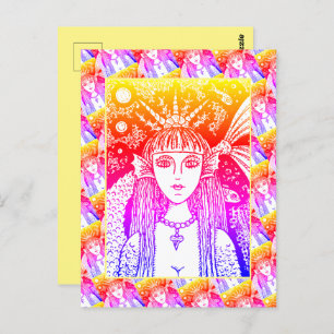 GOTHIC MERMAID, BLACK SEA SIREN FANTASY WHIMSY POSTCARD