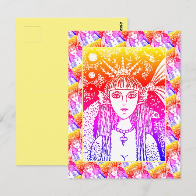 GOTHIC MERMAID, BLACK SEA SIREN FANTASY WHIMSY POSTCARD (Front/Back)