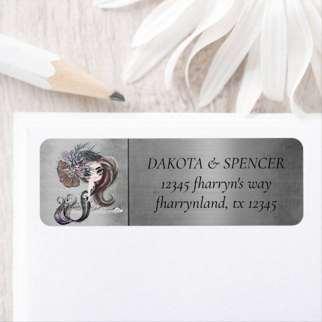 Gothic Mermaid | Dark Goth Girly Return Address Label (Insitu)