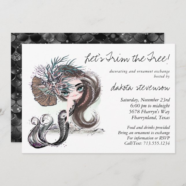Gothic Mermaid | Not All Are Sweet Tree Trim Party Invitation (Front/Back)