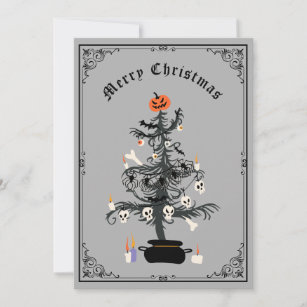 Gothic Merry Christmas Tree Holiday Card