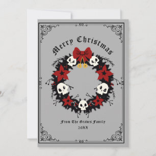 Gothic Merry Christmas Wreath Holiday Card