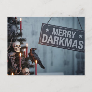 Gothic "Merry Darkmas" Horror Christmas Tree Holiday Postcard