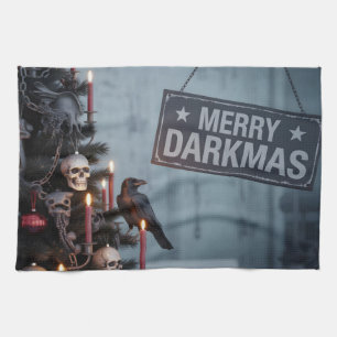 Gothic "Merry Darkmas" Horror Christmas Tree Tea Towel