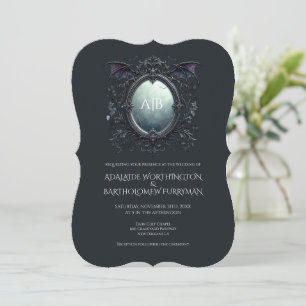 Gothic Mirror Monogram Wedding Invitation