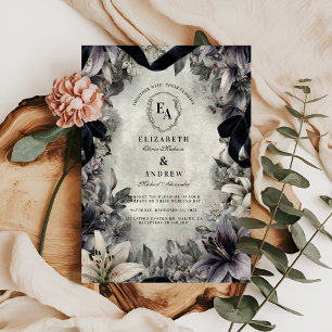 Gothic Monochrome Floral Wedding Design Invitation