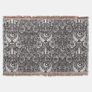 Gothic monochrome pattern throw blanket