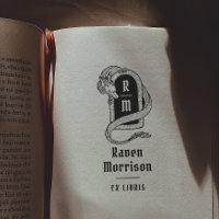 Gothic Monogram Mystical Dragon Ex Libris Book