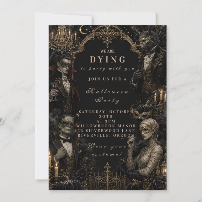 Gothic Monster Halloween Masquerade Invitation (Front)