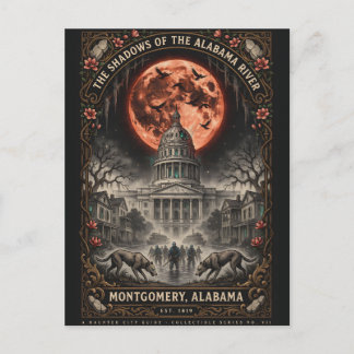 Gothic Montgomery, AL Art | Vintage Horror Travel Postcard
