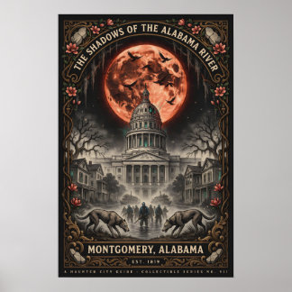 Gothic Montgomery, AL Art | Vintage Horror Travel Poster