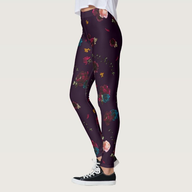 Gothic Moody Flowers Leggings (Left)