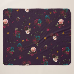 Gothic Moody Flowers Sherpa Blanket