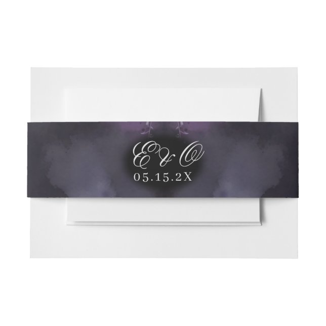Gothic Moody Purple Red Rose Wedding Invitation Belly Band (Front Example)