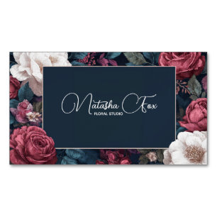 Gothic Moody Rose Floral Gold Frame Dark Romance Magnetic Business Card